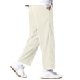 thumbnail image 3 of Men's Baggy Sweatpants Elastic Waist Drawstring Cotton Lounge Pants with Pockets Wide Leg Uncuffed Track Pants Beige 3XL, 3 of 3