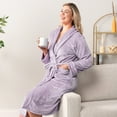 thumbnail image 6 of PAVILIA Robes For Women, Fleece Soft Fluffy Bathrobe, Plush Cozy Long Spa Robe, Satin Trim (S/M, Lavender Purple), 6 of 9