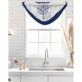 thumbnail image 4 of Waterfall Valances for Windows, Blue Compass Nautical Kitchen Sheer Valance Curtains, Coastal Abstract Art Retro Rod Pocket Elegant Swag Valances for Living Room Bedroom, 47.2"x38.5", 3 Panel, 4 of 8