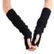 thumbnail image 1 of Sonducket 1 par de guantes sin dedos de alta elasticidad para brazo largo, múltiples colocaciones, manga de punto, protección para muñeca, montañismo guantes y mitones Volante Negro, 1 of 6