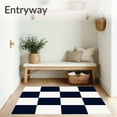 thumbnail image 3 of ODIKA 4'x6' Machine Washable Non-Slip Area Rug, Artisan Chess Board Modern Minimalist Stylish High Traffic Rug, Blue, 560384, 3 of 7