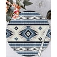 thumbnail image 2 of Round Placemats Set of 4 Blue Boho Aztec Place Mats Washable Woven Placemat Southwest Tribal Geometric Circle Braided Table Mat for Kitchen Dining Table Party Home Decor 15 Inch, 2 of 8