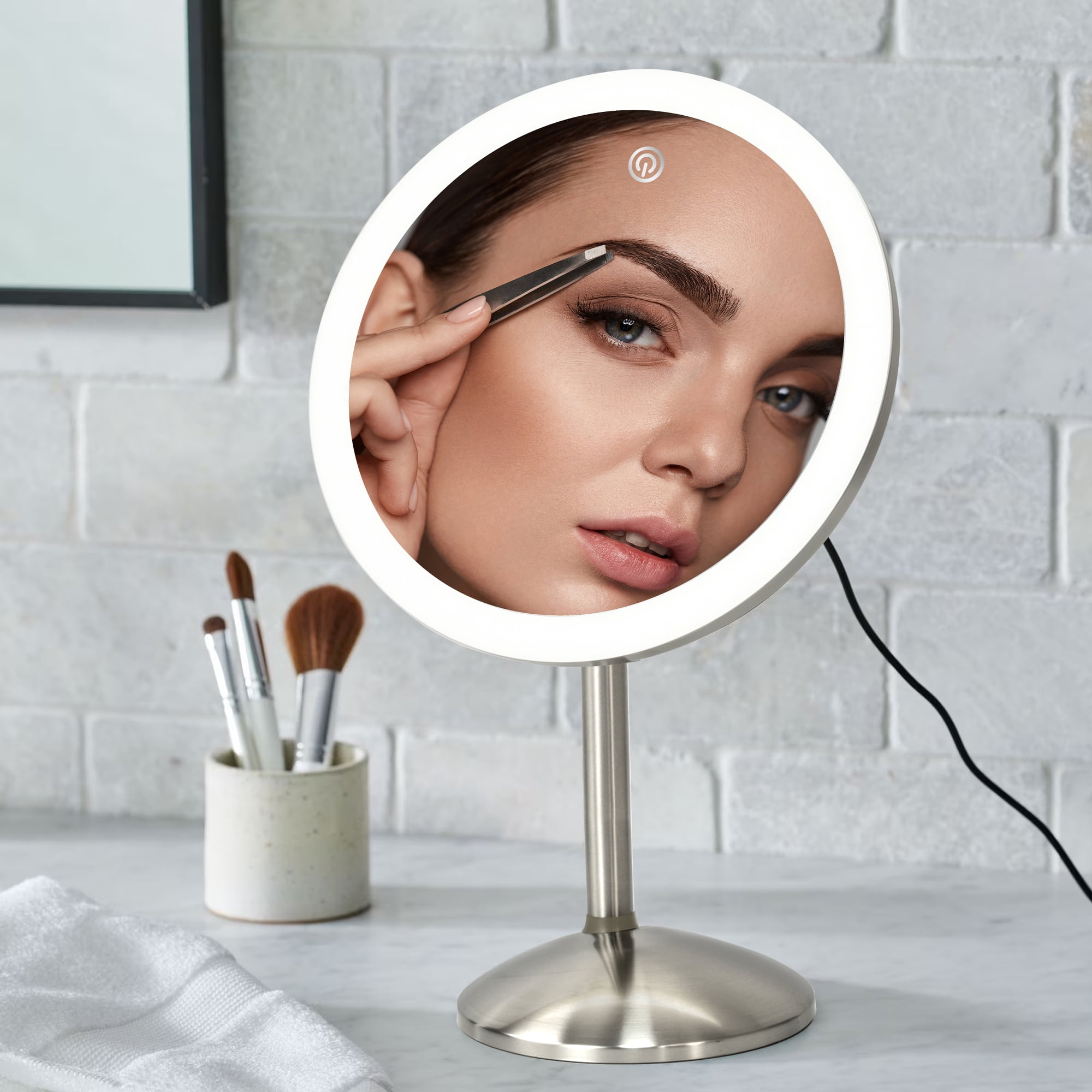 Better Homes & Gardens Satin Nickel LED Standard One-Sided Vanity Mirror