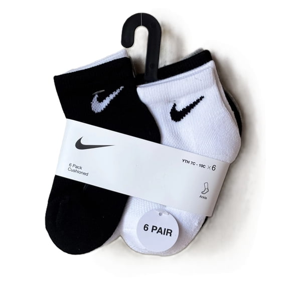 Nike Little Kids Everyday Cushion Ankle Socks 6-Pair Pack Size 7C-10C/Sock Size 4-5