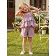 thumbnail image 6 of Loicainy Baby Toddler Girls Summer Outfits 6 12 18 24 Months 2T 3T 4T Solid Color Sleeveless Tiered Tops Ruffle Trim Shorts Clothes Sets, 6 of 9