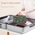 thumbnail image 3 of FORMRS Makeup Bag Travel Cosmetic Organizer for Women Fold Flat Zipper Pouch with Handle, Green Flowers Pattern, 3 of 8