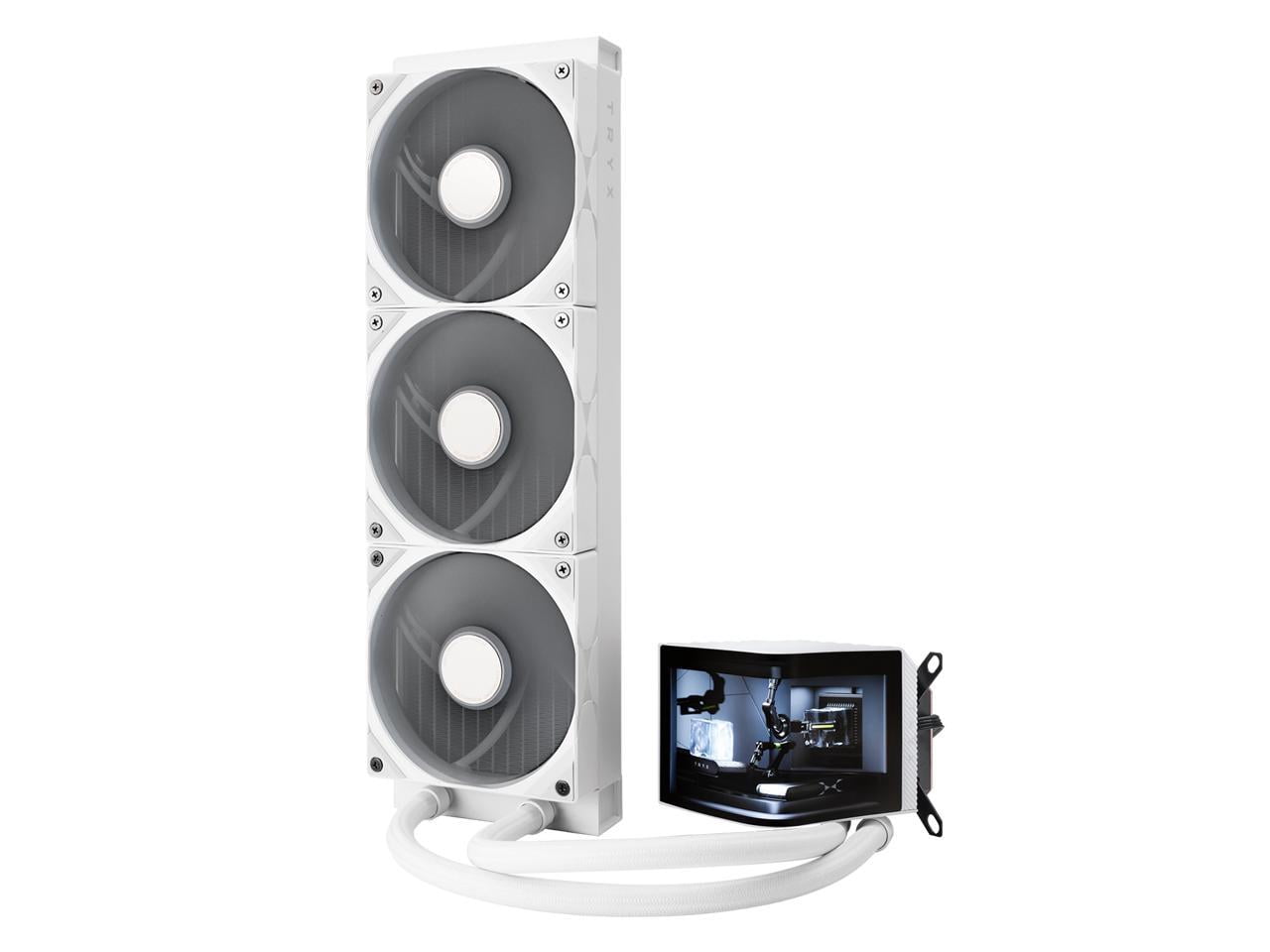 TRYX PANORAMA 360 V1.5 White 360mm AIO 6.5'' AMOLED Curved Screen 3D Anamorphic Effect Customizable AIO Cooler 360mm Asetek 8th Gen V2 320w TDP Magnetic Performance Fan Intel LGA 1851/1700 AMD AM5/AM4