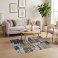 thumbnail image 3 of ODIKA 4'x6' Blue Beige Geometric Spirit Design Washable Area Rug Modern Abstract Pattern with Accents Non-Slip, Chair-Friendly, Flatwoven for Home Office, Under Desk, 3 of 7