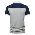 thumbnail image 3 of pxiakgy polo shirts for men men spring summer casual sports top shirt cotton patchwork contrast lapel short sleeve fashion top t shirt men polo shirts navy blue + m, 3 of 6