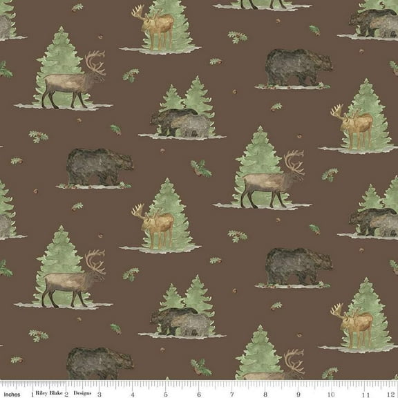 Let's Get Lost in the Woods Main Brown Cotton Fabric