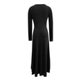 thumbnail image 5 of YueHuiYing Women's Crew Neck Ruched Bodycon Maxi Dress Long Sleeve Slim Fit Elegant Flared Evening Cocktail, 5 of 5