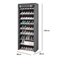 thumbnail image 2 of Estante Organizador para Zapatos de 9 Niveles | Acero Inoxidable | Almacenamiento de Calzado | Tela Impermeable | Zapatero Armable para 27 Pares, 2 of 5