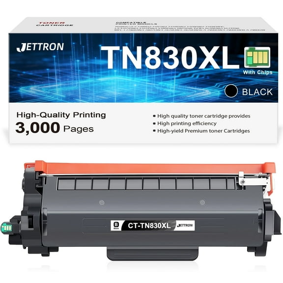 TN830 XL Black Cartridge for Brother TN830XL TN-830 XL Toner Cartridge for HL-L2400D HL-L2460DW HL-L2405W HL-L2465DW HL-L2480DW DCP-L2640DW MFC-L2820DW XL MFC-L2820DW Printers (1 Black)
