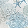 thumbnail image 5 of Blue Beach Shower Curtain, Boho Nautical Coastal Ocean Shower Curtains for Bathroom, Retro Marine Starfish Seashell Coral Fabric Sea Life Shower Curtain 12PCS Hooks Included 72"X72" Teal, 5 of 5