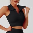 thumbnail image 6 of Women's Sleeveless Turndown Collar Solid Color Comfy Daily Tank Tops Casual Workout | CSEONE,Black L, 6 of 6