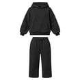 thumbnail image 3 of CAIVO Kids Outfit Sets Solid Color Oversized Long Sleeve Pullover Hoodie With Pocket And Drawstring Wide Leg Sweatpants, Soft Plain Casual 2 Piece Tracksuit For Girls Clothing Set, 3 of 4