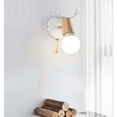 thumbnail image 3 of Lámpara de pared de madera con forma de asta de ciervo de diseño moderno nórdico con interruptor de cadena de tracción lámpara de pared del dormitorio para sala de lectura E27, sin bombilla, 3 of 5
