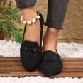 thumbnail image 2 of Womens Suede Penny Loafers Fashion Fringe Round Toe Stitching Flat Walking Shoes Lightweight Moccasins Driving Shoes Black Size 8, 2 of 7