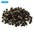 thumbnail image 3 of Unique Bargains Pendentifs Perles Factices 8 mm, Lot de 100 Perles Rondes Imitation Perle avec Strass, Noir Doré, 3 of 6
