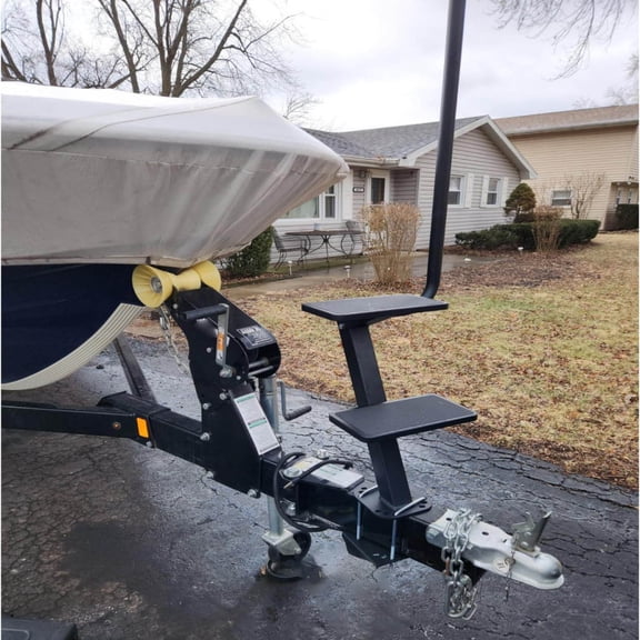 PWTOOL Yacht Trailer Step, Heavy Duty Boat Trailer Steps with Safety Handle, Non-Slip Structure, Suitable for Trailers Tongue Steps, 2 Steps