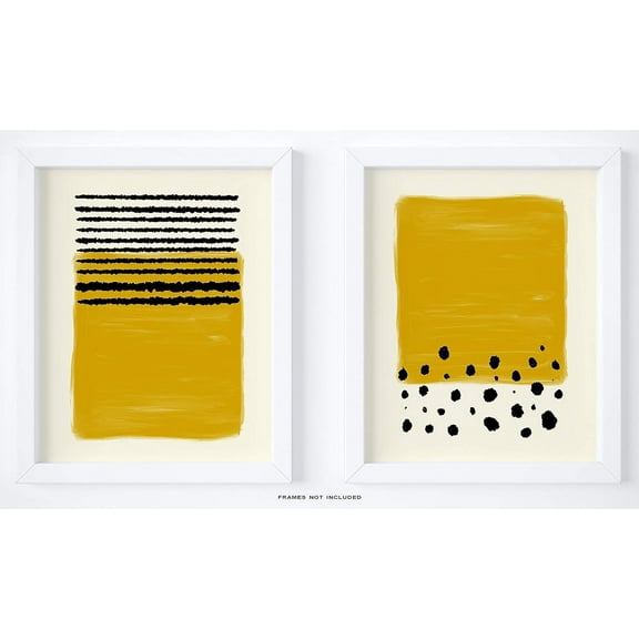 K&L Design Co: Abstract Wall Art Decor - 11x14" Art Prints Unframed Set of 2 - Lines & Circles