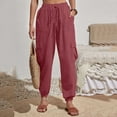 thumbnail image 5 of adviicd Wide Leg Pants Femme Pantalons Cargo à Jambe Grand Taille Haute pour Femmes Amples Décontractés Pantalons de Travail L,Rose, 5 of 5