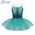 thumbnail image 2 of Vestido de tutú de ballet de sirena con purpurina para niñas, ropa de baile para niñas, disfraces de princesa para entrenamiento de niñas, leotardos para gimnasia, 2 of 5