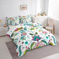 thumbnail image 3 of Manfei Boho Flower 7pcs Bedding Comforter Set,Tropical Plant Floral Queen Bedding Sets,bohemian Theme Queen Sheet Sets For Kids,Super Cozy Room Decor Reversible, 3 of 8