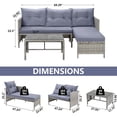 thumbnail image 5 of 3 Pieces Patio Furniture Sectional Set, Outdoor Furniture Set with Two-Seater Sofa, Lounge Sofa, Table & Cushion, PE Rattan Wicker Bistro Set, Conversation Set for Garden, Backyard, 5 of 9