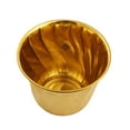 thumbnail image 4 of Indian Art Villa Brass Decorative Planter - Lining Design - 7.2"x8" Elegant Home Accent, 4 of 5