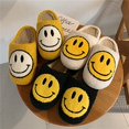 thumbnail image 5 of Pantuflas de cara sonriente retro Fuzzy Fluffy Cute House Home Shoes Memory Foam Soft Plush Warm Indoor Slides Winter Fur Zuecos para mujeres y hombres (Amarillo, 37/38) oso de fresa  necesidades diarias, 5 of 5