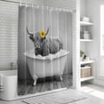 thumbnail image 5 of Yak Bathtub Bathroom Shower Curtains with Hooks, Vintage Black White Yak Bathing Yellow Sunflower Waterproof Fabric Washable Shower Curtain for Home Hotel Bathtub Decor 72x72 Inch, 5 of 9