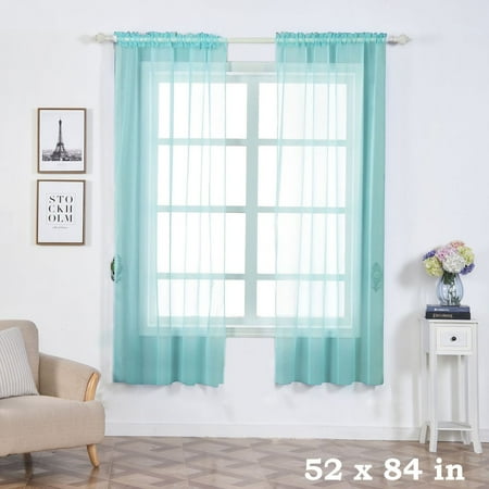 Blue 16 Pocket Square - Efavormart 2 Panels Sheer Organza Window Drapery with Rod Pocket Window Treatment Curtain Panels For Window Decoration 52