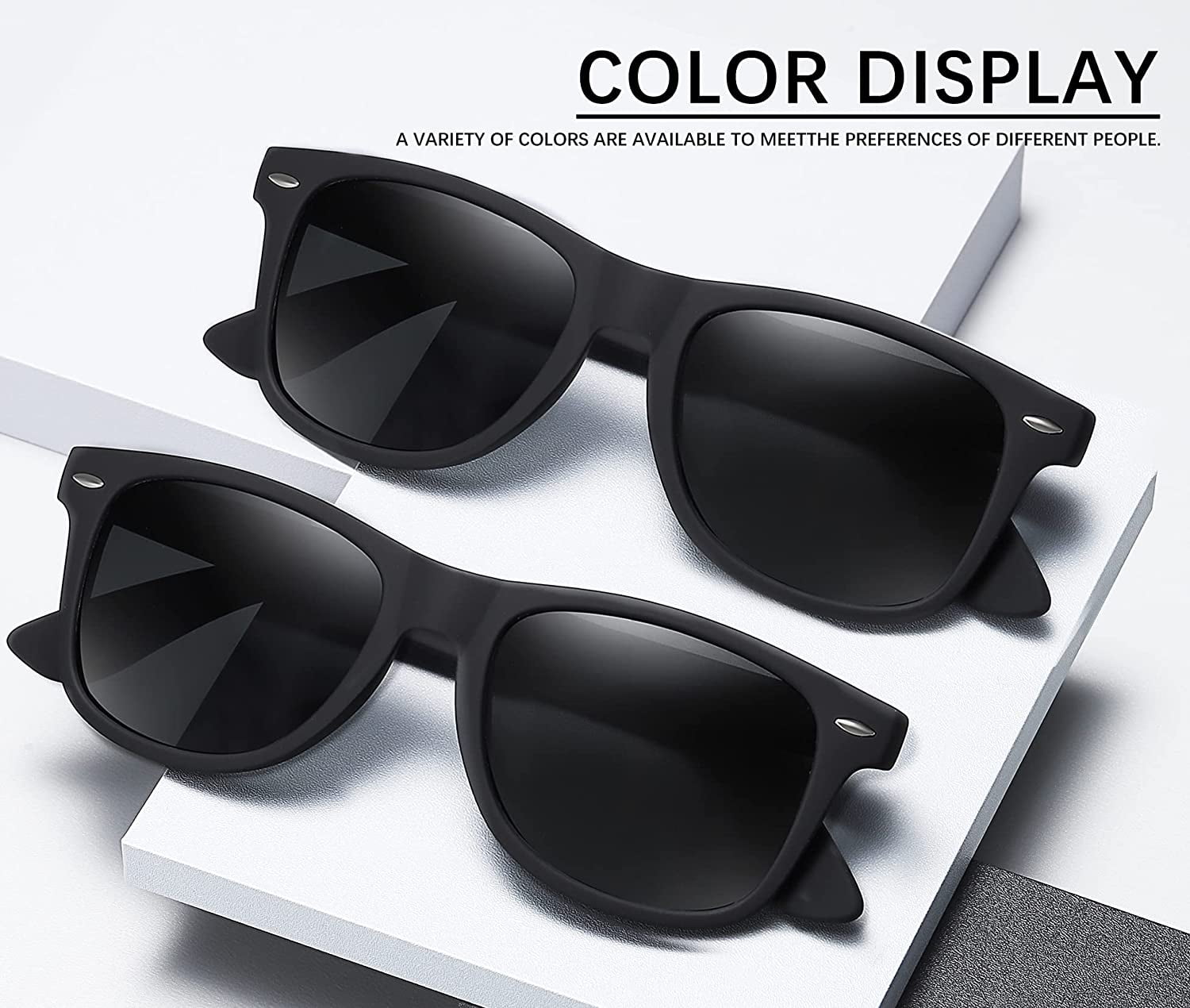 Polarized Sunglasses for Women and Men,UV400 Protection & Anti-Glare Retro Square Matte Black Mirrored Frame Driving Pack-2