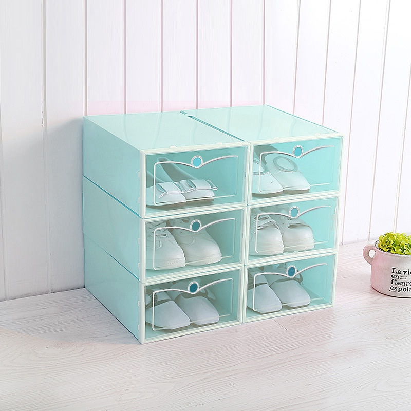 Clear Plastic Shoe Boxes Stackable Floding DIY Shoe Drawers Storage