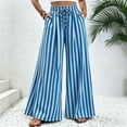 thumbnail image 2 of IMENGL Wide Leg Pants for Women Loose Summer Striped Straight Elastic Waist Trousers Soft Women's Casual Cropped Pant,M-XXL, 2 of 7