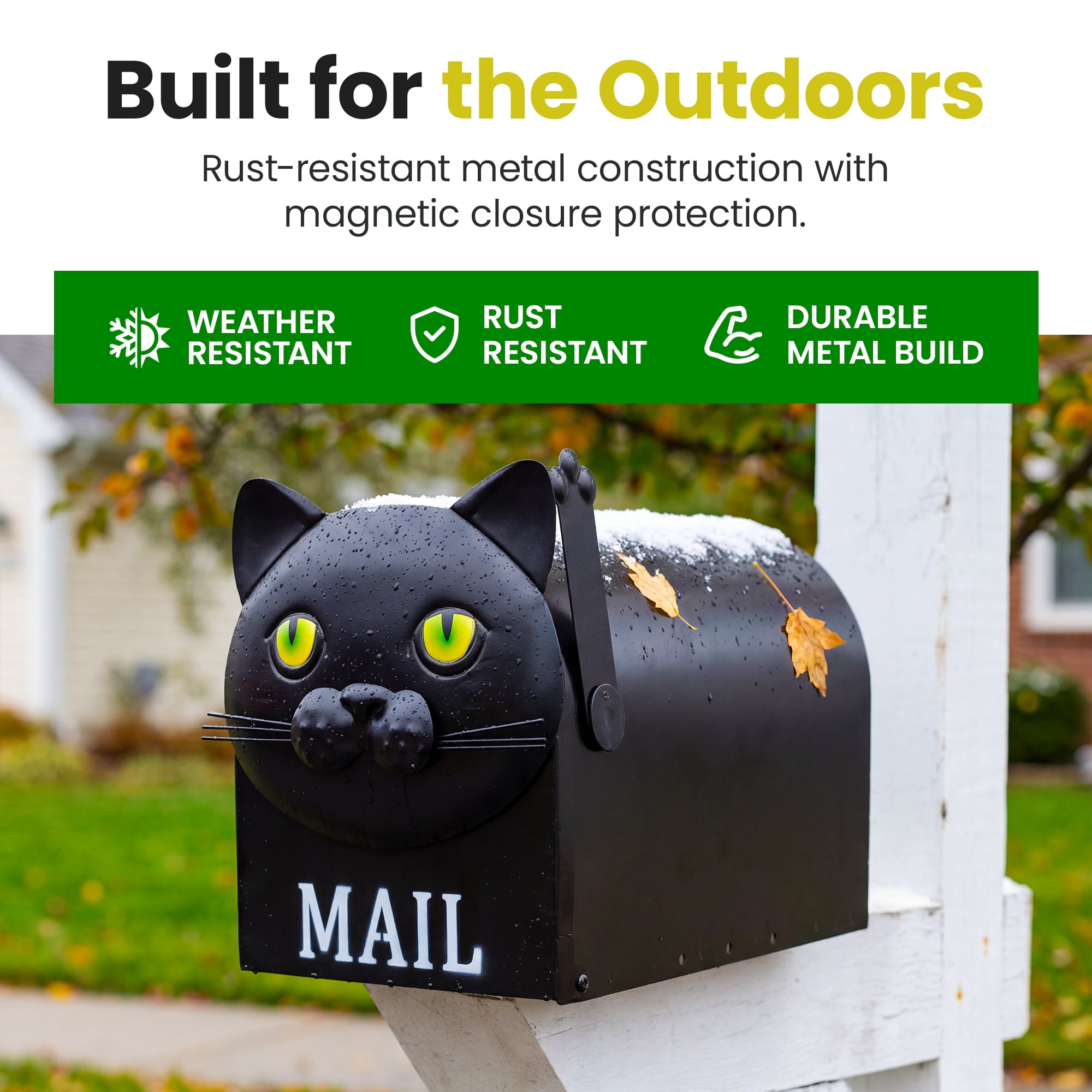 Made Easy Kit Metal Mailbox Animal Design - Fast Straight Forward Post Mounting Bracket Install - Durable All Weather Rust Resistant - Letters, Mail, Small Packages