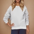 thumbnail image 2 of Women Oversized Crew Neck Sweatshirt Cozy Plain Pullover Sweater Drop Shoulder Long Sleeve Fall Casual Jumpers (XL, White), 2 of 7