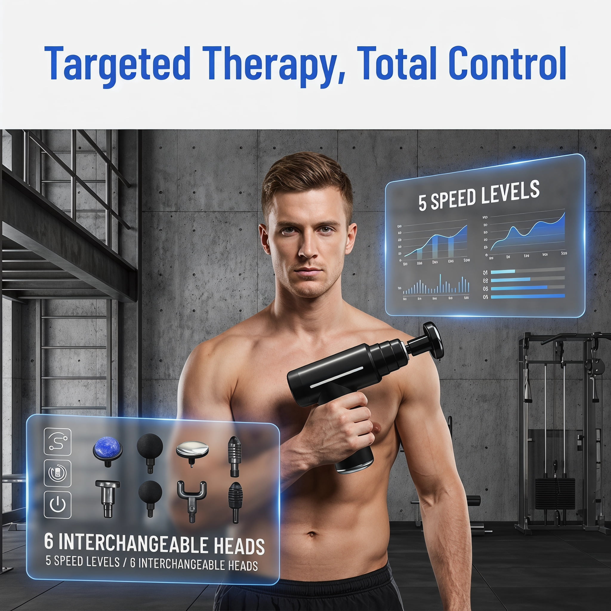 Mini Percussion Massage Gun with Heat and Cold Compress, Electric Muscle Massager for Athletes, 6 Interchangeable Heads, 5-Speed Quiet Brushless Motor, Portable Travel Case Included