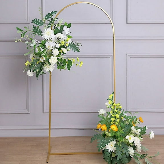 Balsa Circle 5 feet Gold Metal Floral Display Frame Round Top Backdrop Stand Wedding Arch Party Event Decorations