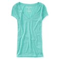 thumbnail image 1 of Aeropostale Camiseta básica Heathered Core para mujer, verde, XS Aeropostale Camiseta básica, 1 of 2