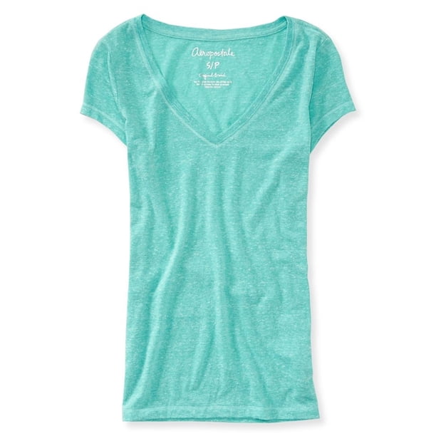Aeropostale Camiseta básica Heathered Core para mujer, verde, extragrande Aeropostale Camiseta básica