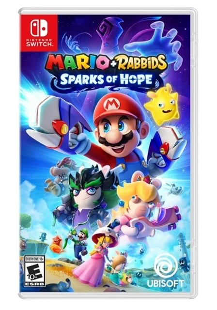 Nintendo Switch with Neon Blue and Neon Red Joy Con with Mario + Rabbids: Sparks of Hope (Physical Game) - Limited Bundle (Region Free Edition)