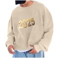 thumbnail image 1 of Sudadera sin capucha para hombre, sudadera con estampado del año 2025, jersey de cuello redondo, manga larga, para ejercicio, sin sombrero, abrigo, sudadera con capucha, blusa de poliéster para hombre, 1 of 4