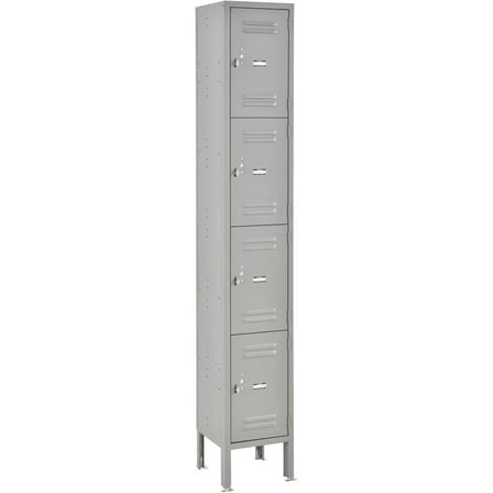 4-Tier 4 Door Box Locker, 12"W x 12"D x 18"H, Gray, Assembled