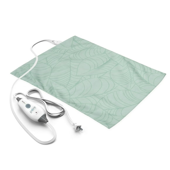 Pure Enrichment PureRelief Express Série Designer Coussin Chauffant Électrique - 12 x 15 Chauffage Rapide avec 4 Réglages de Chaleur, Tissu Lavable en Machine, & Arrêt Automatique de Sécurité de 2 Heures - Feuilles de Laurier