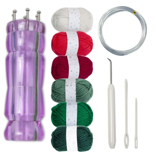 Kit de telar para tejer, herramienta para tejer, herramienta trenzadora, máquina de tejer a mano, bricolaje para hilo Púrpura 6 colores