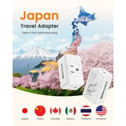 LENCENT 2 to 3 Prong Outlet Plug Adapter, Multi Wall Plug splitter,3 Way Outlet Extender,Travel Power Adaptor 3 AC for US to Japan-Type A,2 PACK