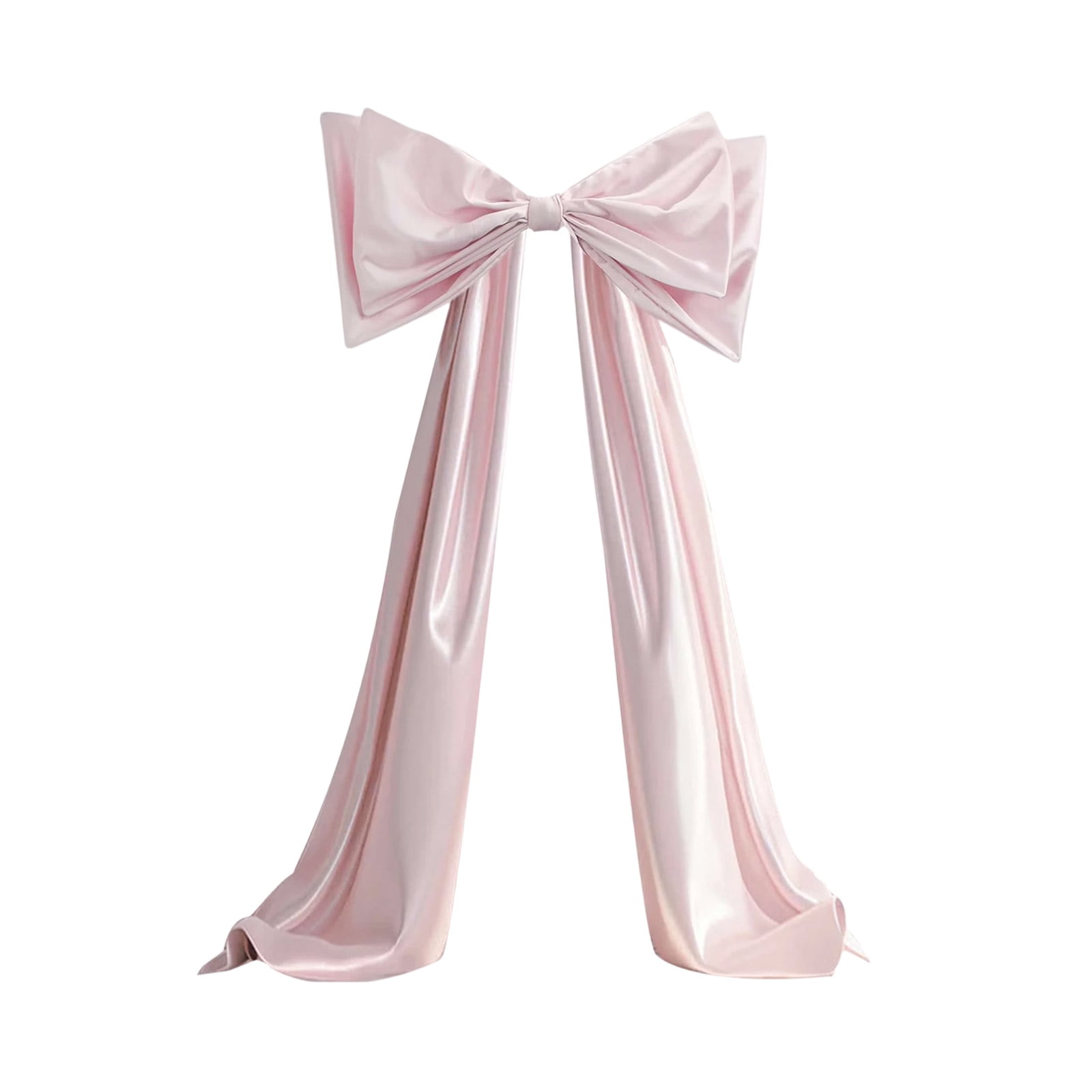 1PC Giant Pink Satin Decorative Bow with Long Tails, Large Backdrop Bow for Valentine's Day, Wedding, Engagement & Room Party Decor