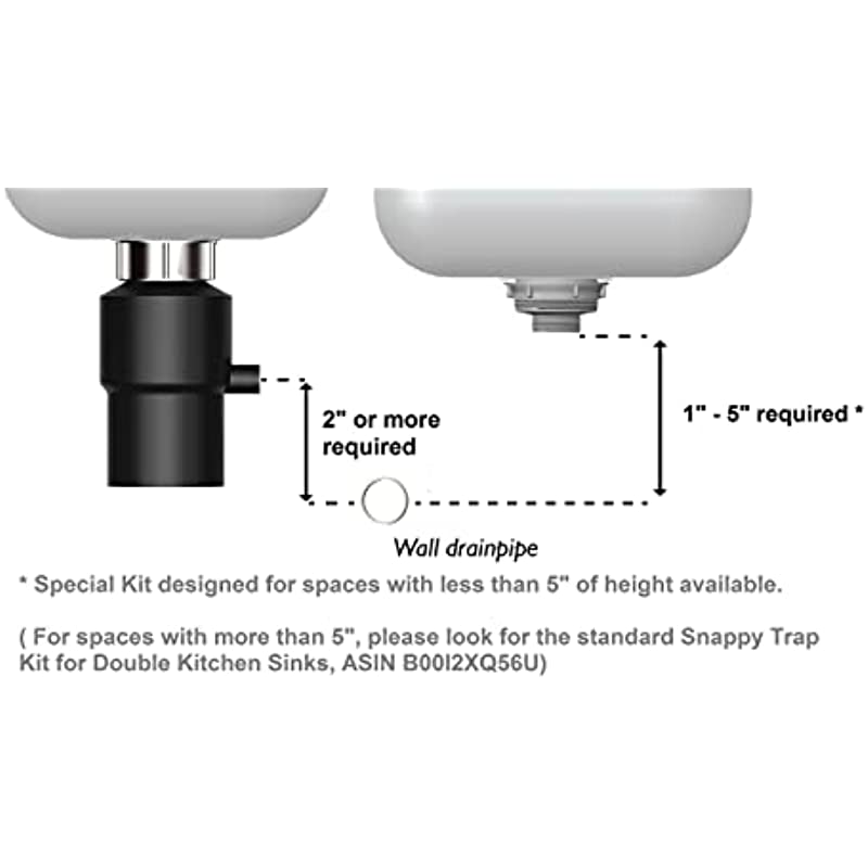 Snappy Trap Special Kit for Double Kitchen Sinks with Limited Vertical